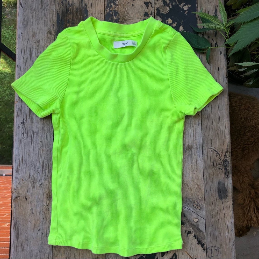 TNA aritzia ribbed cropped t shirt baby tee style